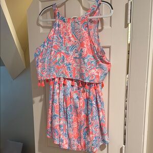 Lilly Pulitzer Coral and Blue Swirl Dress